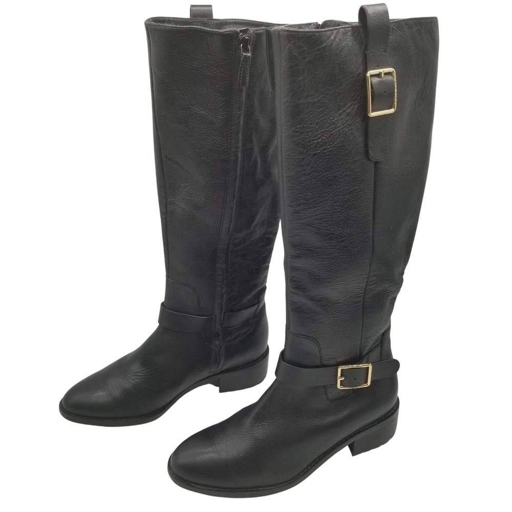 Cole Haan Grand.OS Black Leather Knee High Riding Boots D42261 Womens 6‎ B